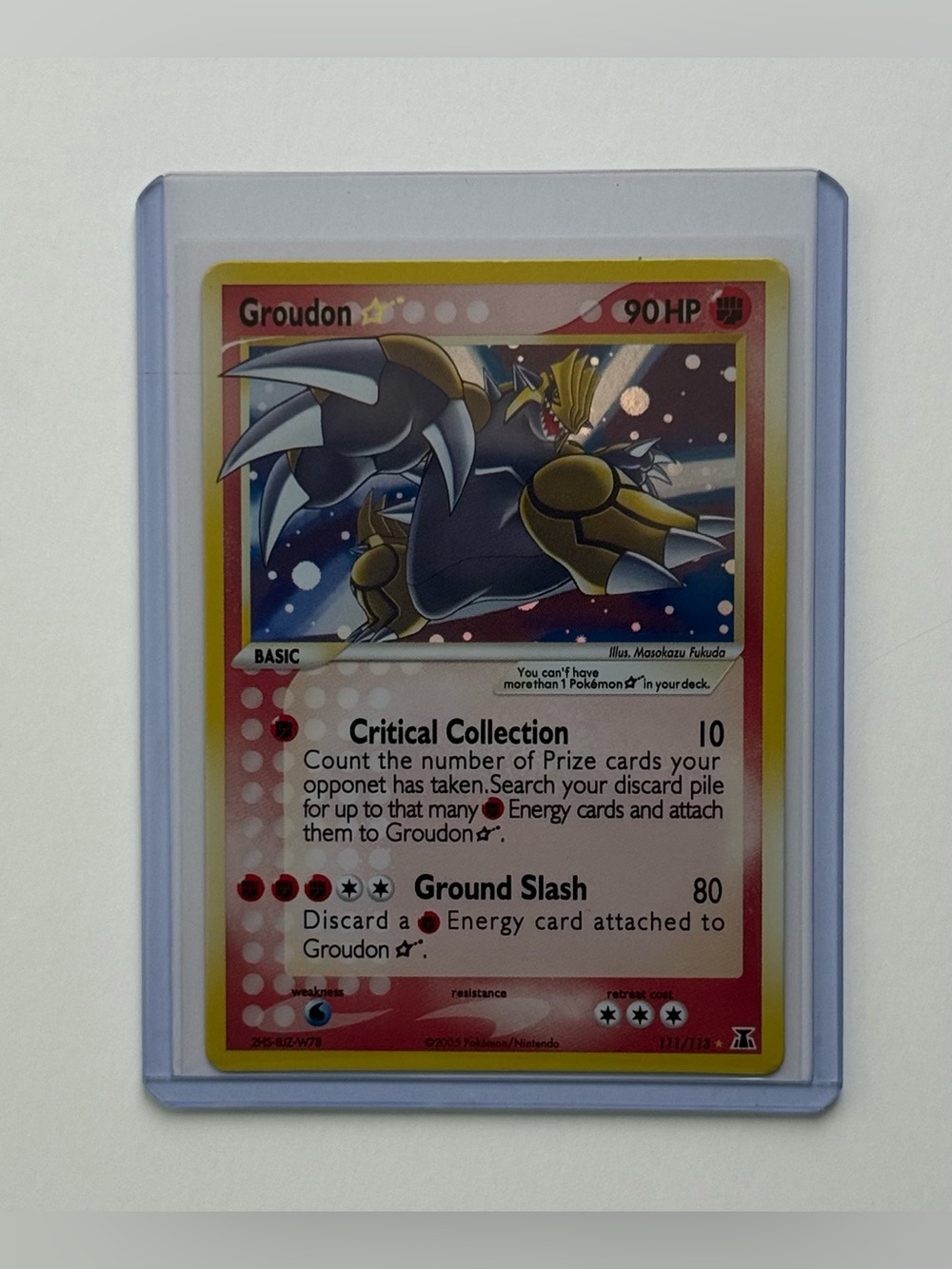 Pokémon Groudon Gold Star 111/113 Holo Ultra Rare Eng 2005 Fan Art Custom Card